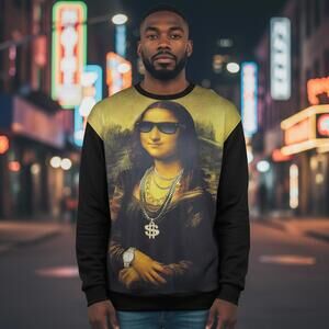 NWT RARE - Akademiks Mona Lisa Streetwear Sweatshirt 5XL (but fits smaller)